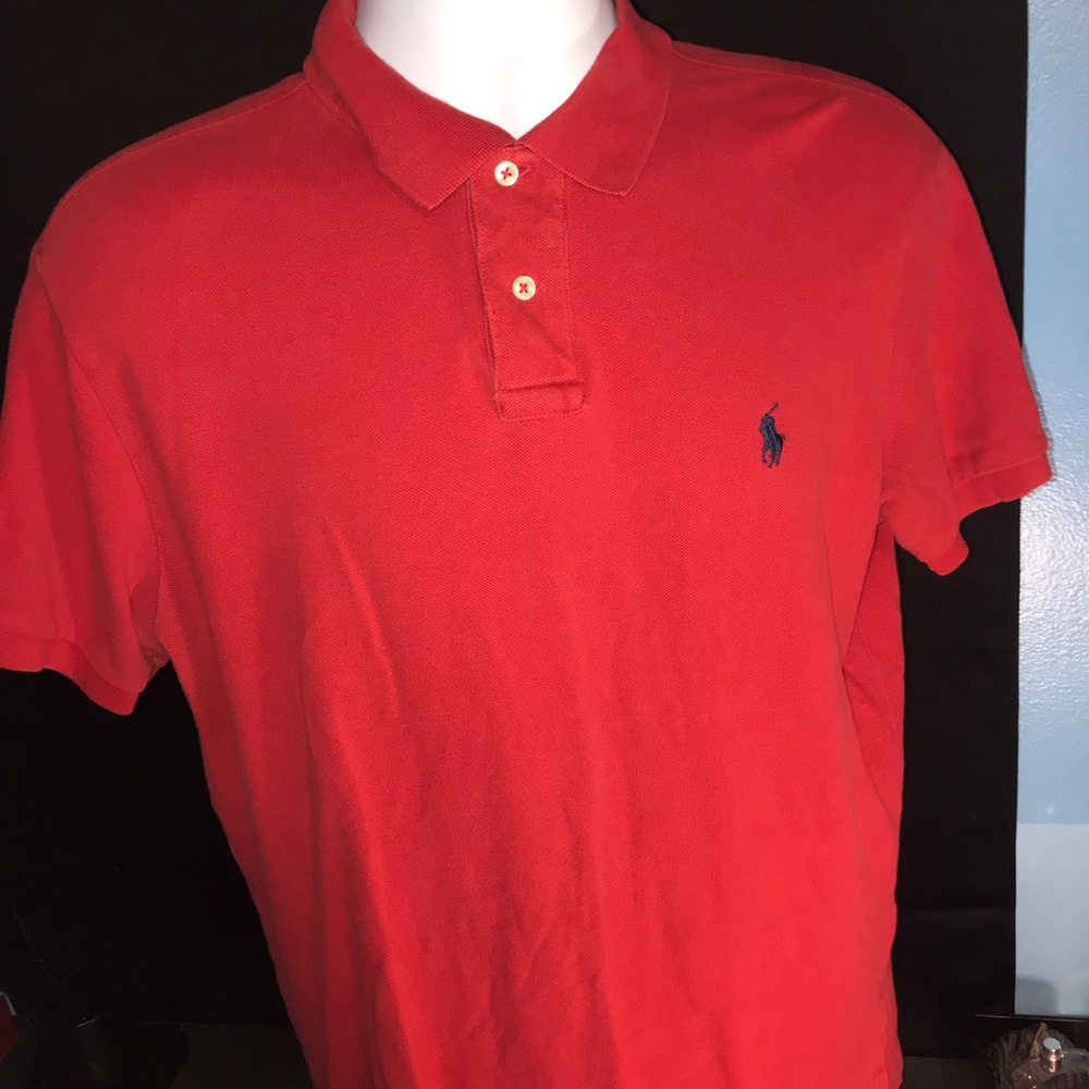 Red polo shirt